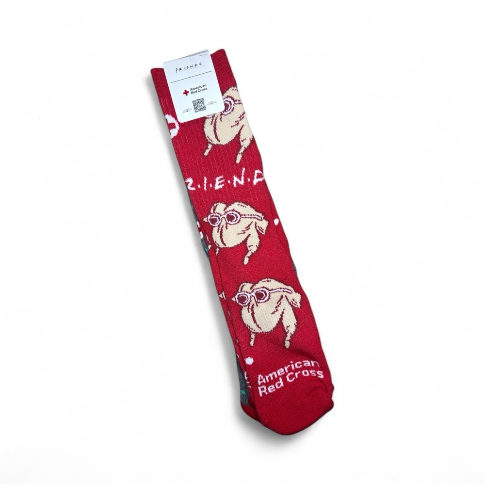 Red American Red Cross Friends themed Socks NWT